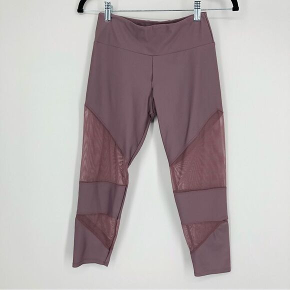 Onzie Leggings Womens Small Purple Cropped Mesh Insets - Picture 1 of 4